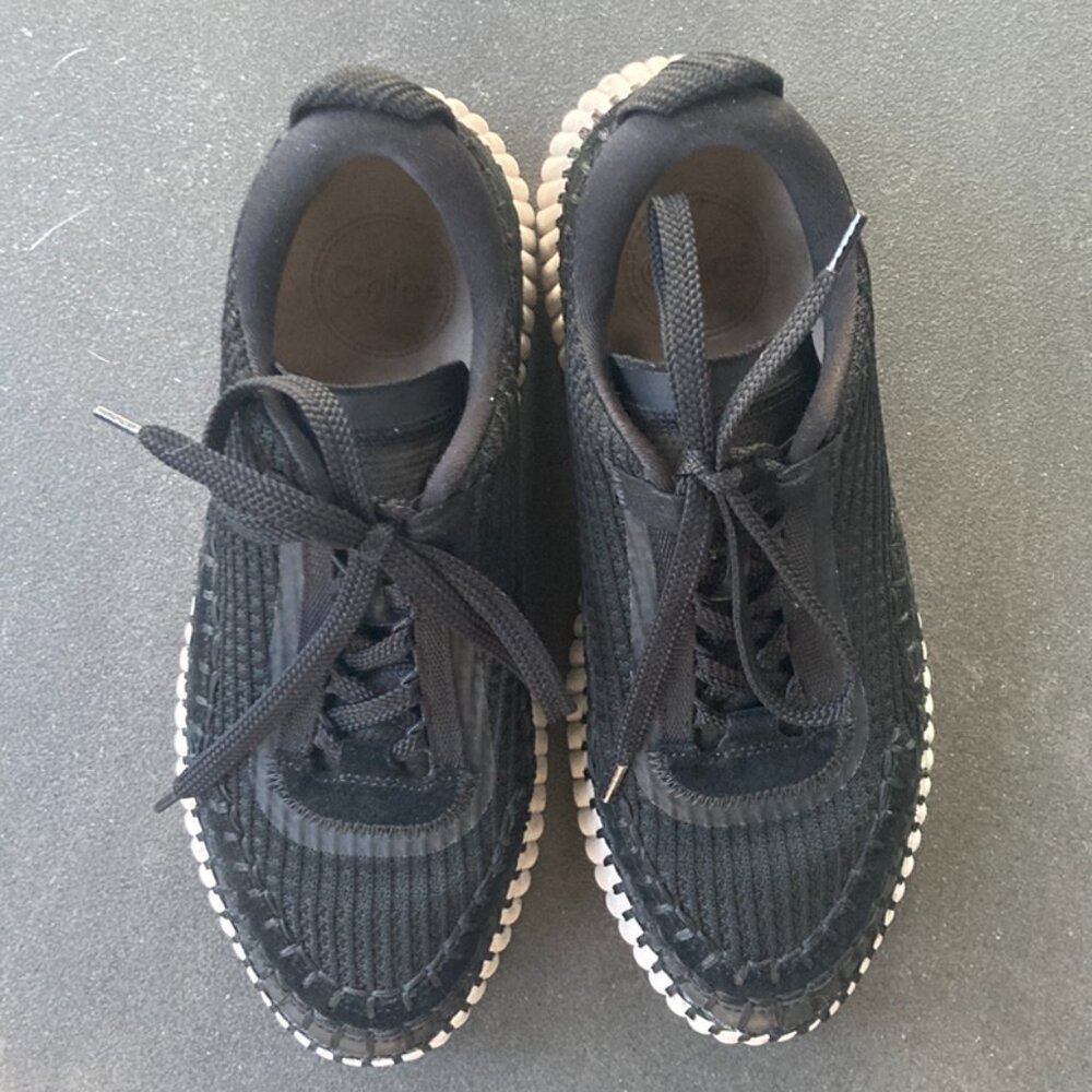Chloe Black Sneakers with Cream Detailing